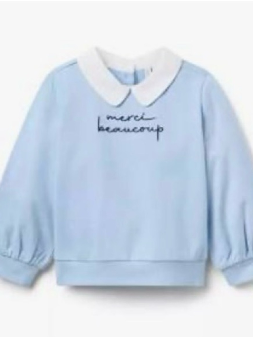 Janie and Jack Light Blue Sweatshirt with White Peter Pan Collar